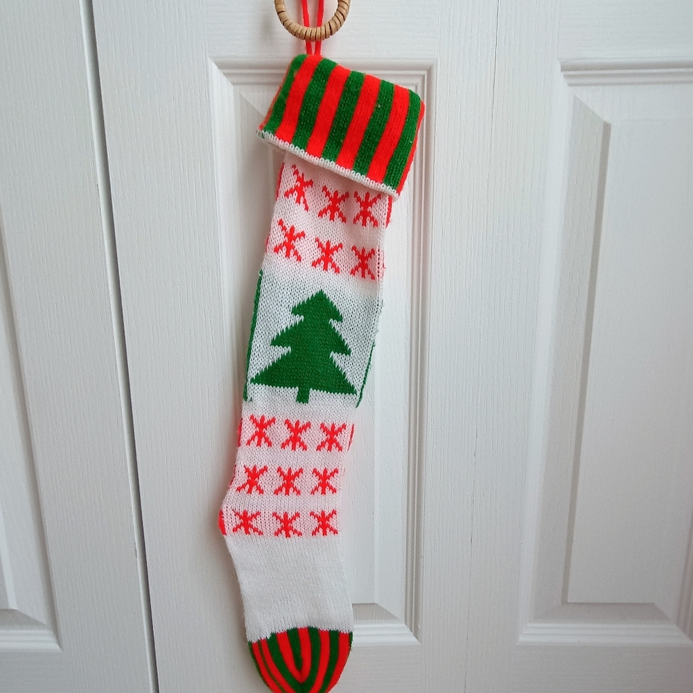 Vintage Kurt Adler Stocking Christmas Tree Fair Isle 1979 Grannycore Skinny Sock
